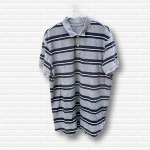 St. John’s Bay Legacy Polo Mens Large Gray Striped Cotton Collared Tee Tshirt